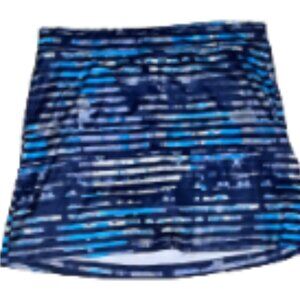 Striped Blue & Black Performance Skirt with Built-in Shorts